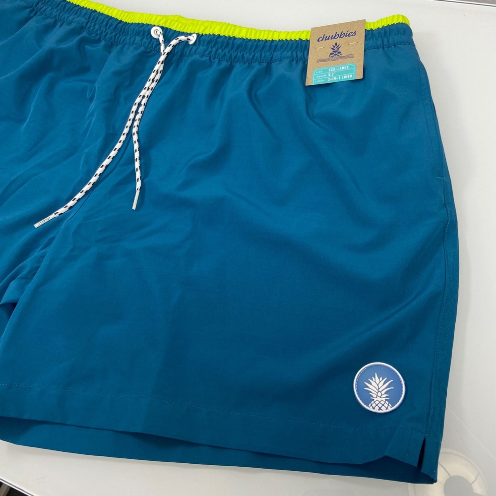 Chubbies Mens XXXL Blue Swim Trunks NEW 5.5 Inch Inseam 2-in-1 Compression Liner
